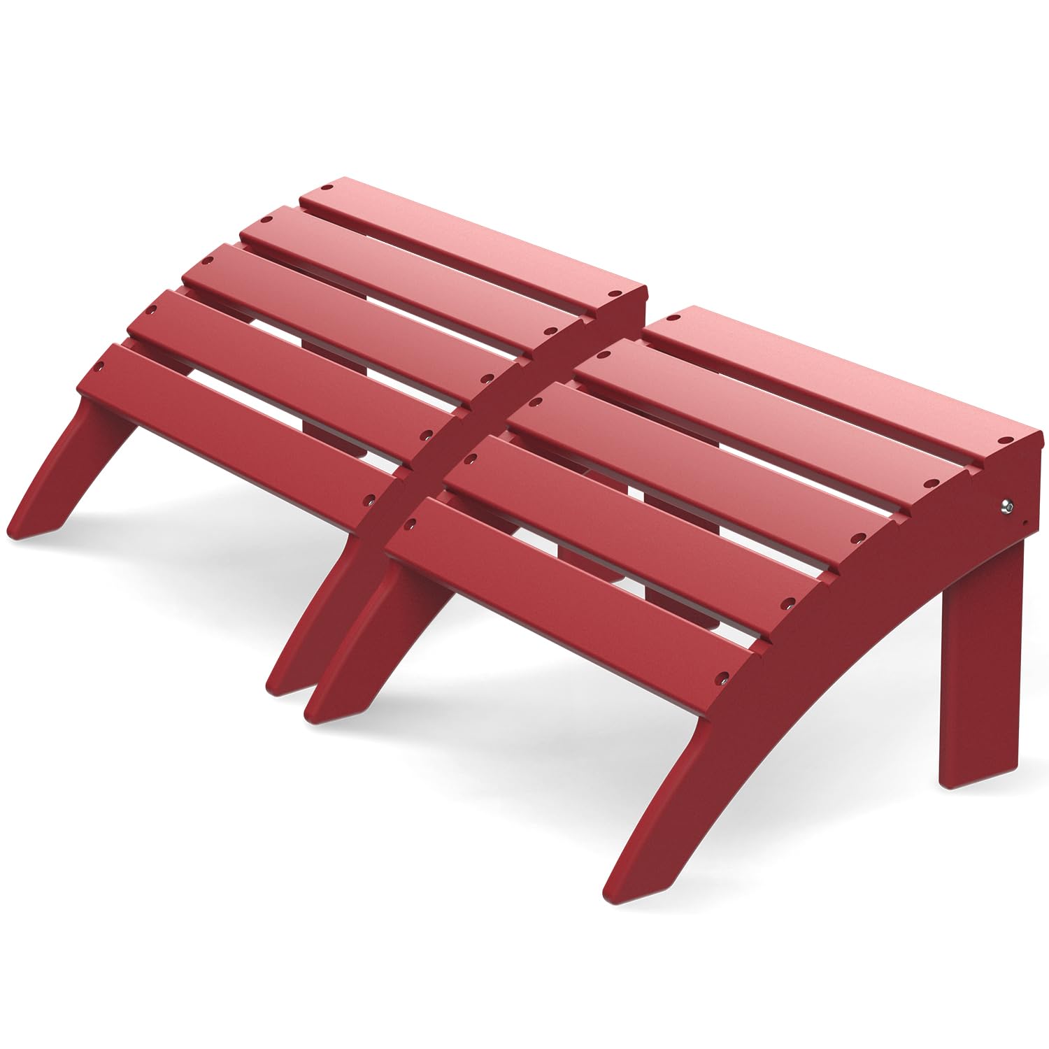 Greenvines Adirondack-Ottoman | Folding | Set Of 2 | Hdpe Plastic | Outdoor Footrest | All Weather | Foot Rest | Foot Stool | Red | For Adirondack Chair | For Patio Backyard Pool