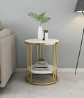 Etiquette Art Wood End Table With Storage Shelf For Home & Living Room Side & Corner Table Sofa End Table (Gold & White) (Gold &