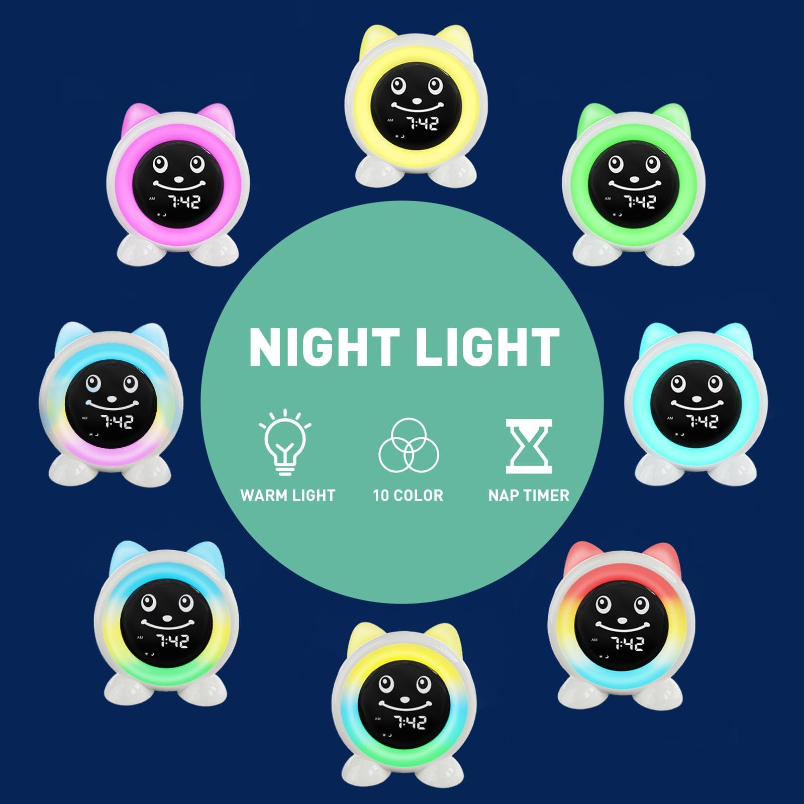 Icode Ok To Wake Kids Alarm Clock,Toddler Sleep Training Clock With Night Light & Nap Timer,Gift For 2-10 Years Old Children Boy