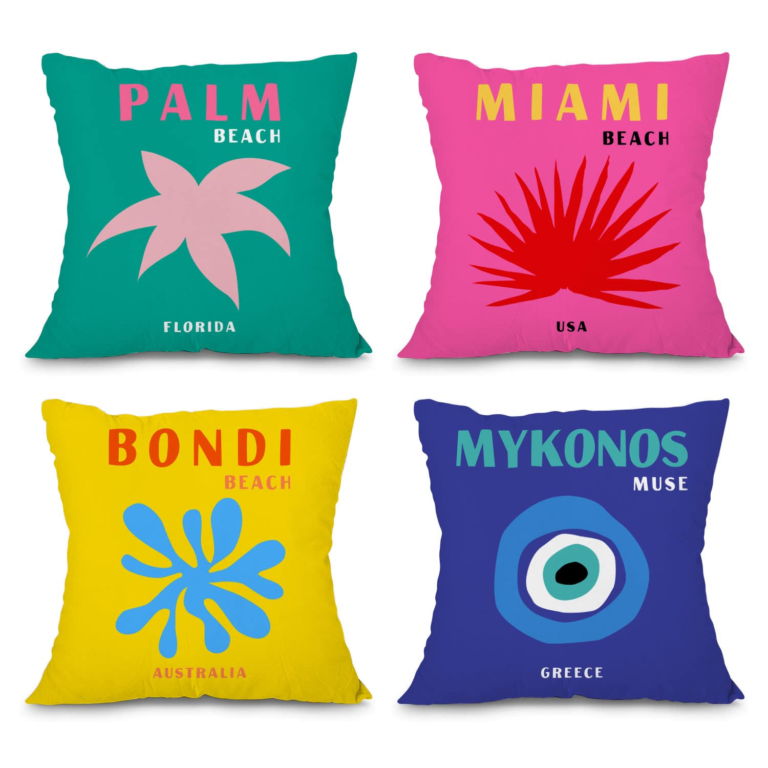 Heilkee Preppy Room Decor Aesthetic Travel Throw Pillow Covers Set Of 4 Decorative Soft Pillowcase Colorful Square Cushion Case