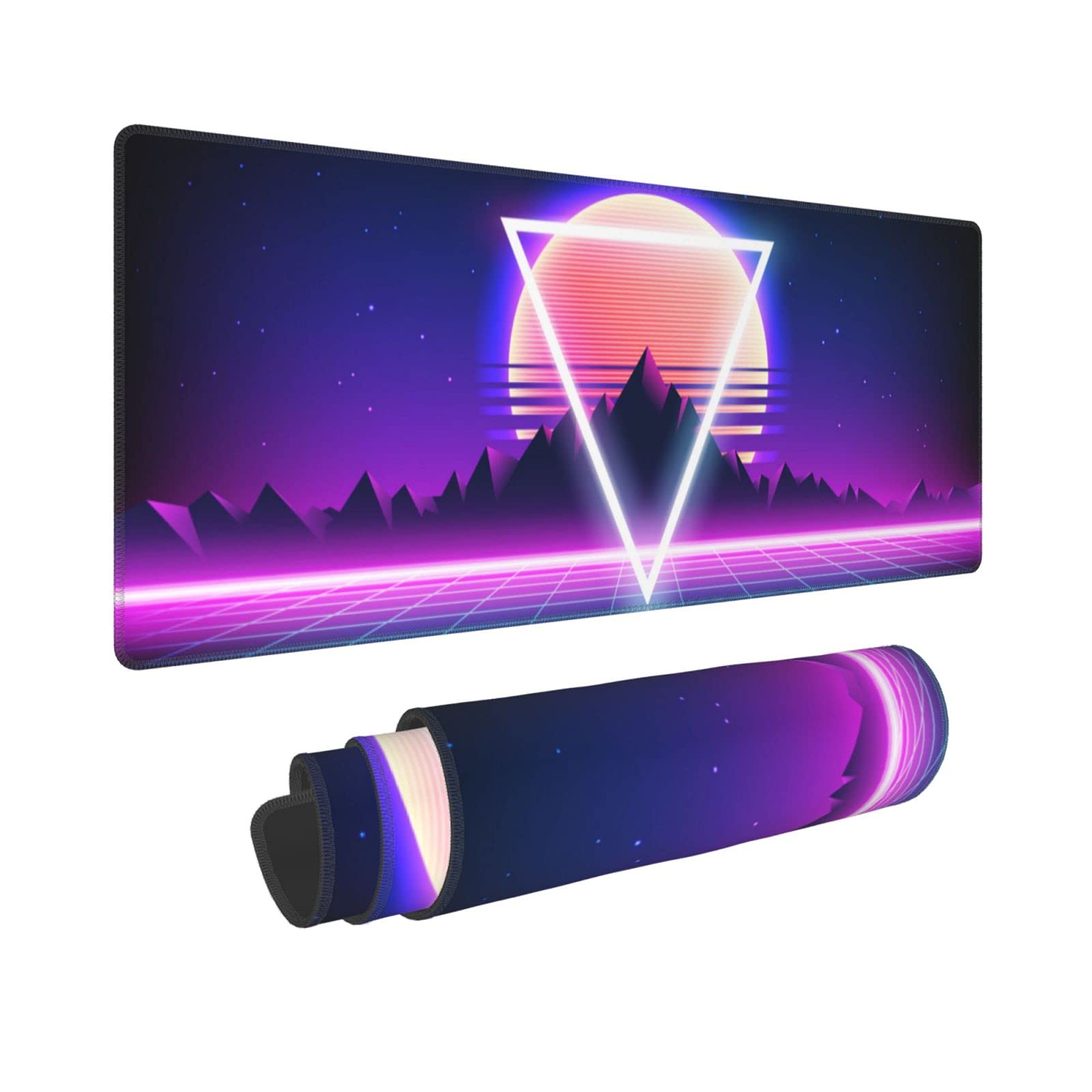 Retro Vaporwave Gaming Mouse Pad Cool Desk Mat Synthwave Neon Large Xl Long Extended Pads Big Mousepad For Home Office Decor Acc