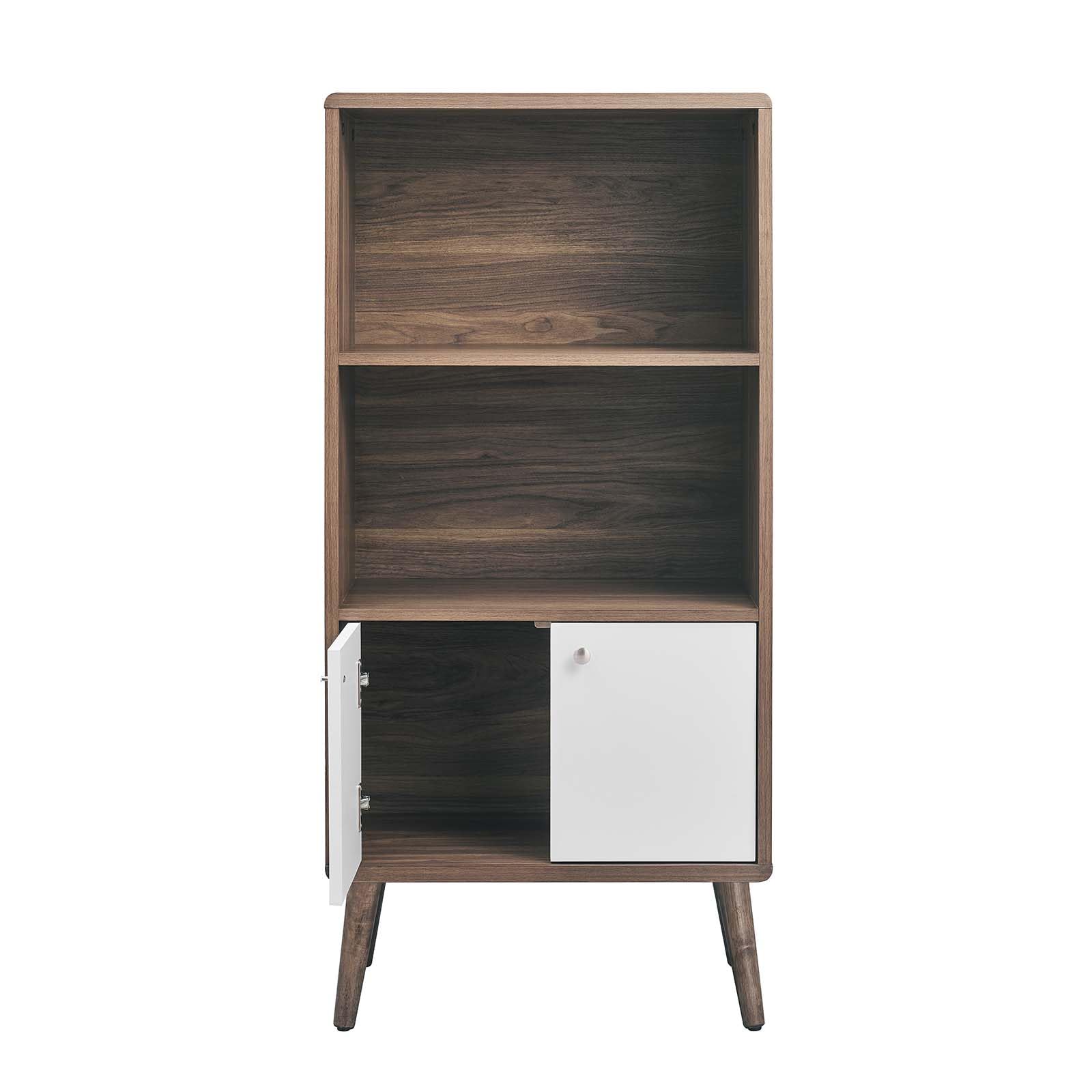 Modway EEI-6230-WAL-WHI Transmit Display Cabinet Bookshelf, Walnut White