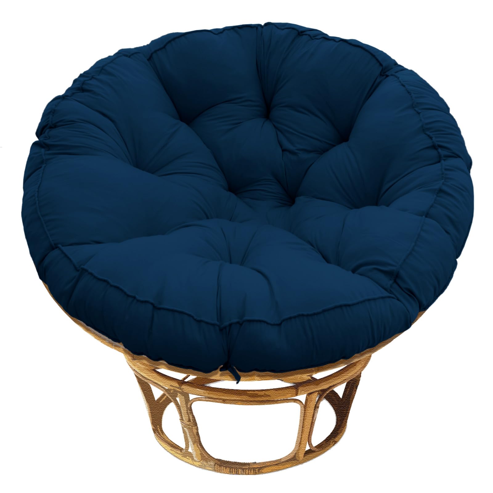 Bextile Papasan Chair Cushion, Papasan Cushion Only, 52 Inch Papasan Cushion, Thickened Overstuffed Round Cushion (Navy, 52In)