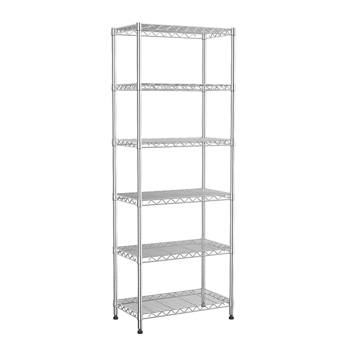 6Tier Wire Shelving Unit,Metal Shelf Racks with Lockable Wheels,Chrome