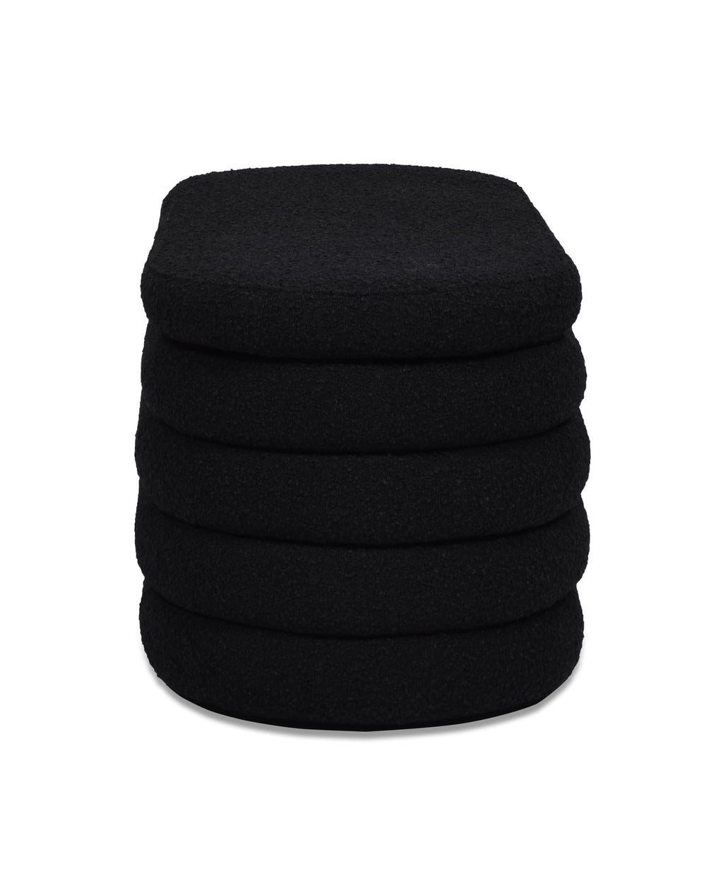 Jennifer Taylor Home Fuji 49" Upholstered Oval Storage Bench, Ebony Black Boucle