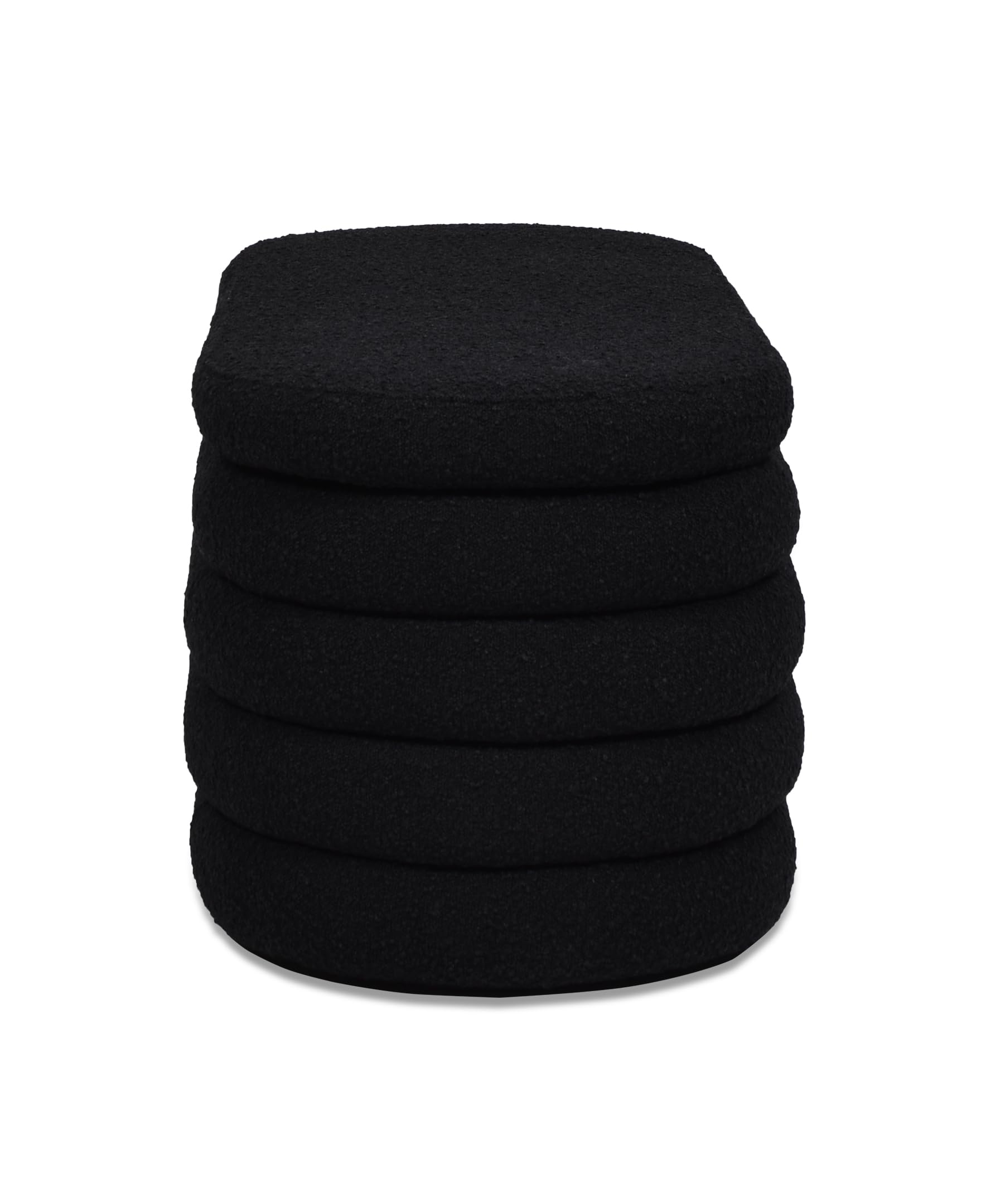 Jennifer Taylor Home Fuji 49" Upholstered Oval Storage Bench, Ebony Black Boucle