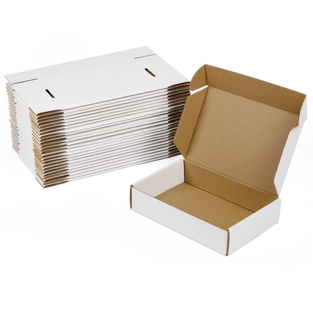 Sodissa 9X6X2 Inches Shipping Boxes Pack Of 25, White Corrugated Cardboard Boxes For Small Bussiness