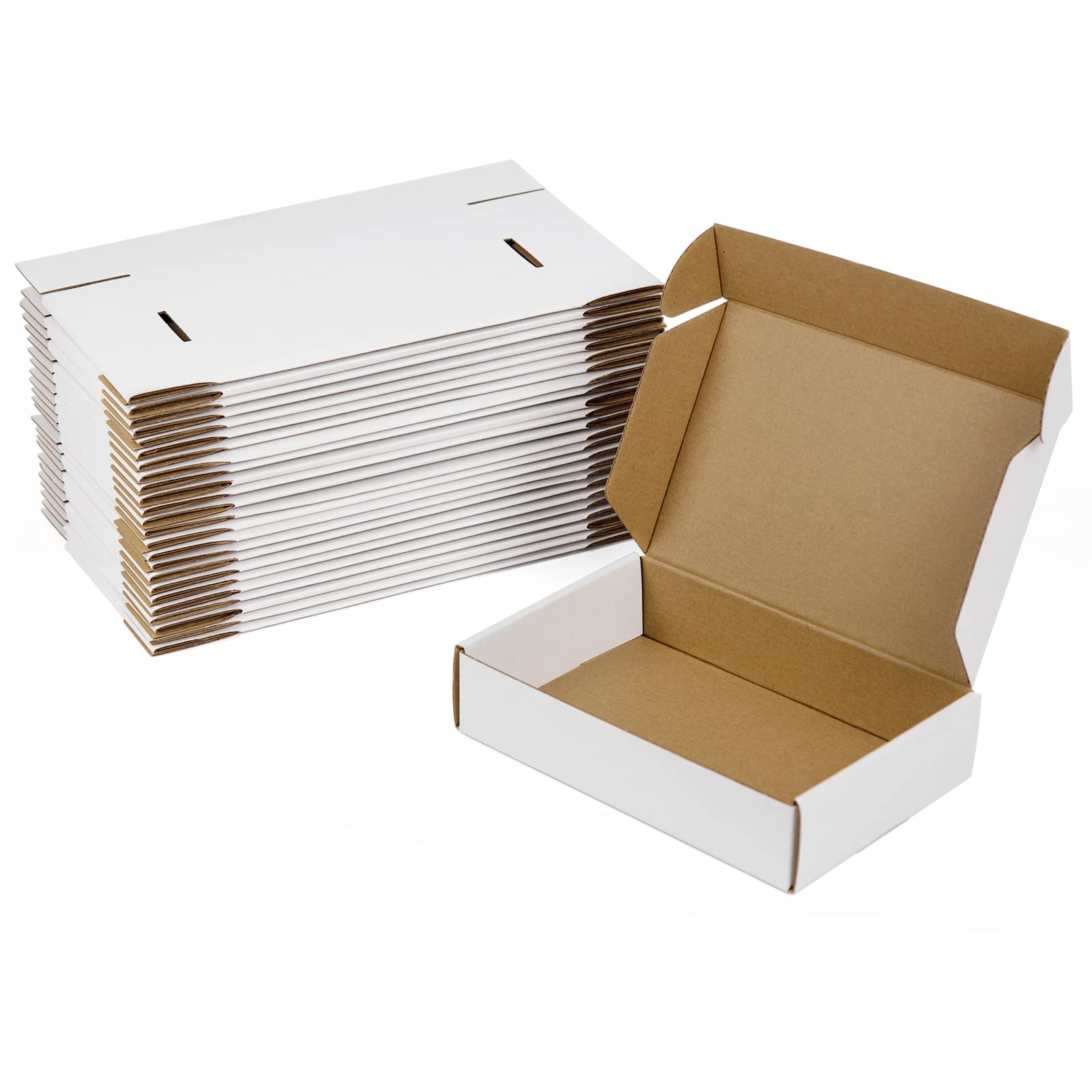 Sodissa 9X6X2 Inches Shipping Boxes Pack Of 25, White Corrugated Cardboard Boxes For Small Bussiness