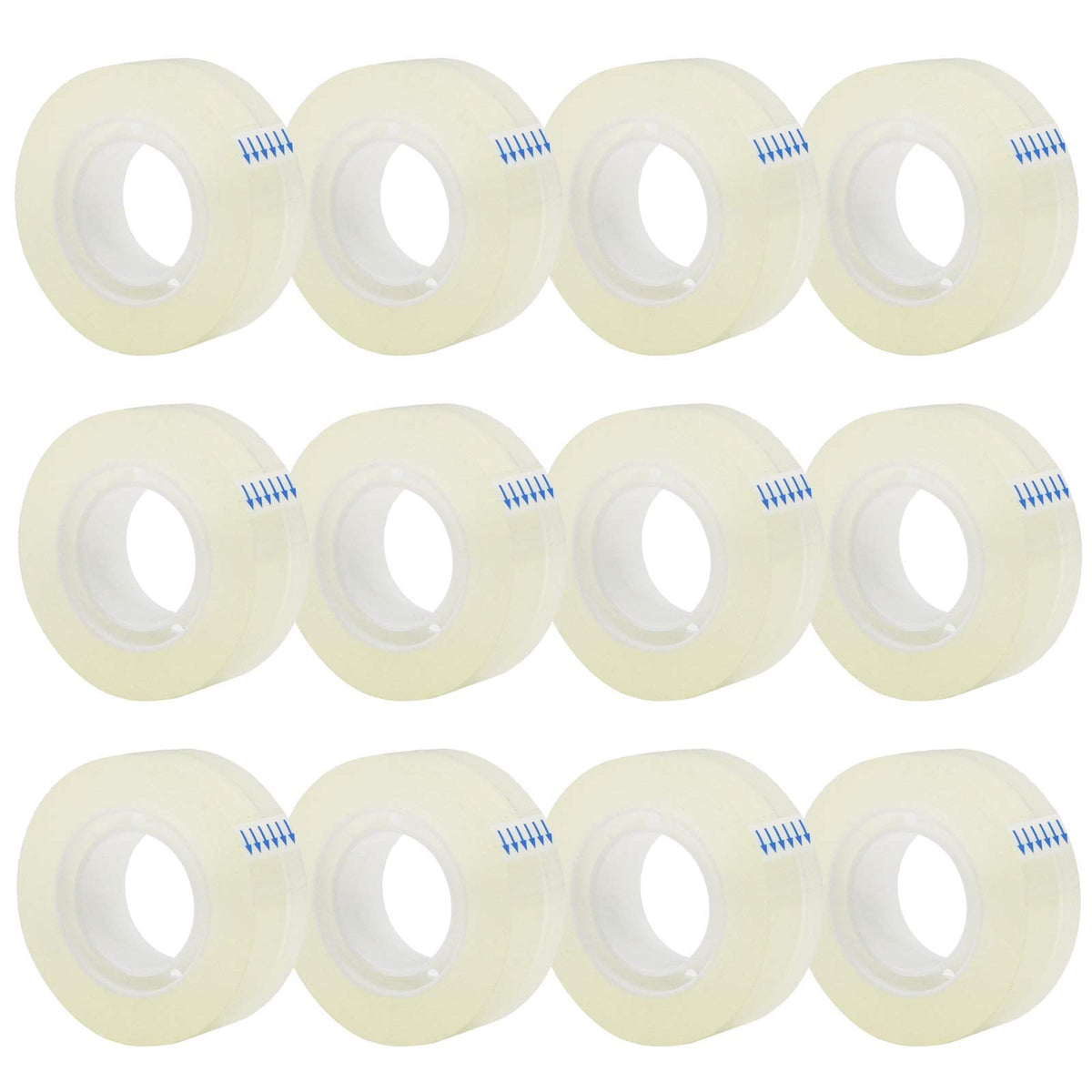 Owlkela 12 Rolls Transparent Tape Refills, Clear Tape, All-Purpose Transparent Glossy Tape For Office, Home, School