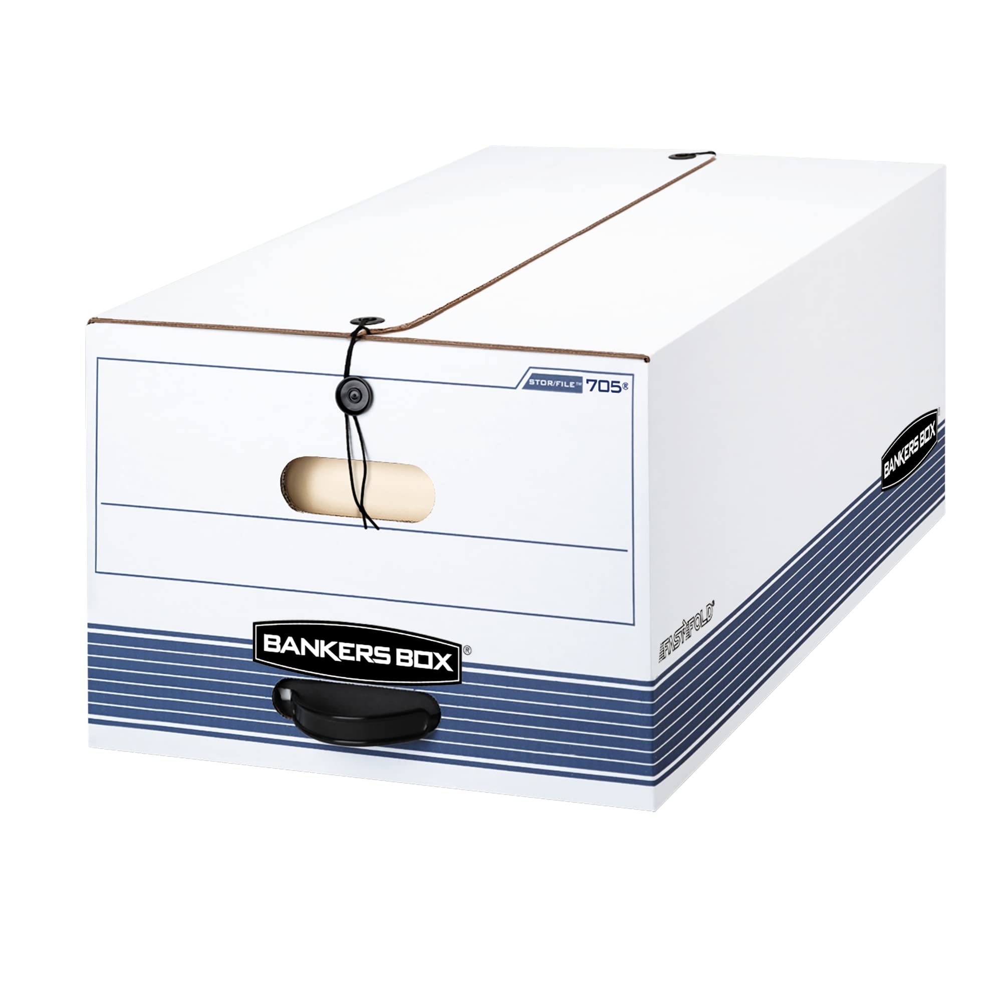 Bankers Box Stor/File 60% Recycled Storage Boxes, String & Button, 24' X 15' X 10', Legal, White/Blue, Pack Of 12