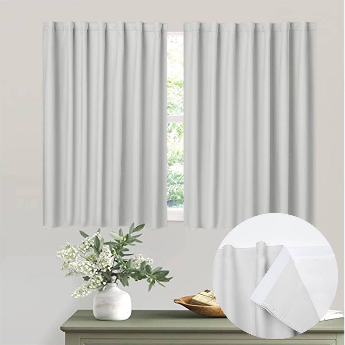 Muamar 2pcs Self Adhesive Curtains for Small Window,Curtains for Bathroom,Short Curtains Door Curtains for Door Window, RV Curta