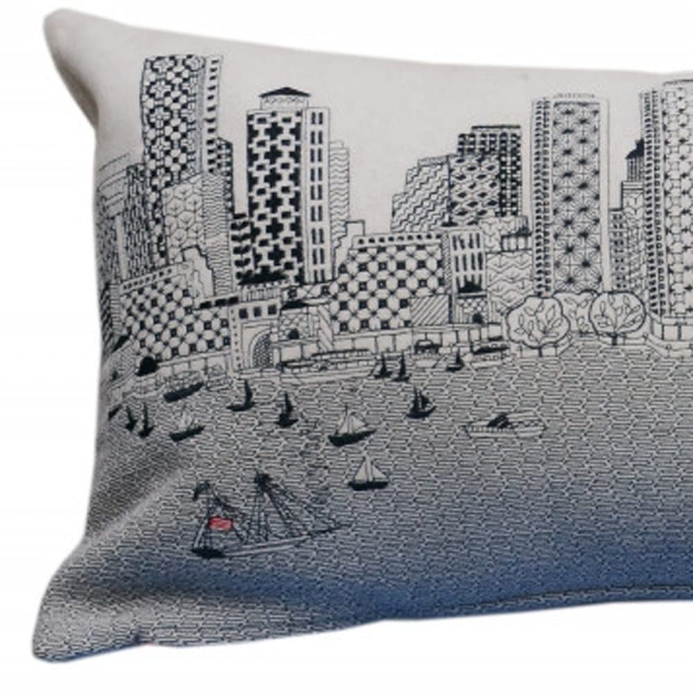 HomeRoots Cream 35' White Boston Daylight Skyline Lumbar Decorative Pillow