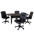 Flash Furniture Lake 5 Piece Rustic Gray Oval Conference Table Set With 4 Black Leathersoft-Padded Task Chairs