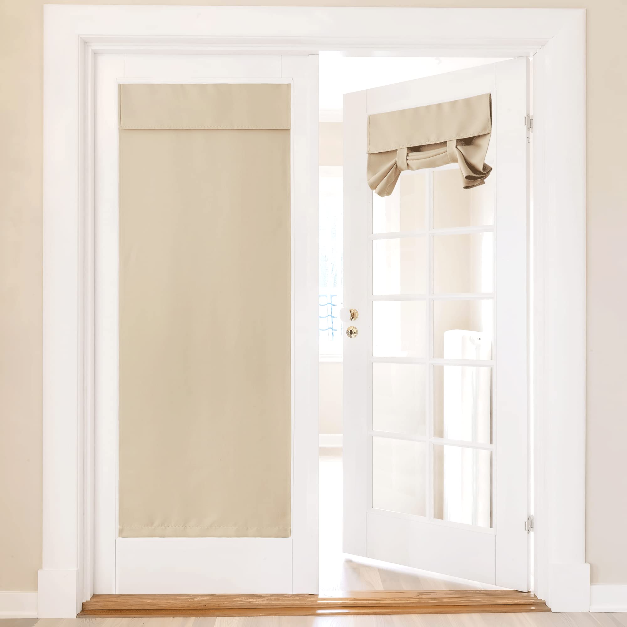 Nicetown Door Curtains For Doorway Portable Travel Thermal Insulated Door Curtain Window Covers Privacy Blackout Door Window Curtain For French Door, 36 X 72 Inches, 1 Panel, Biscotti Beige