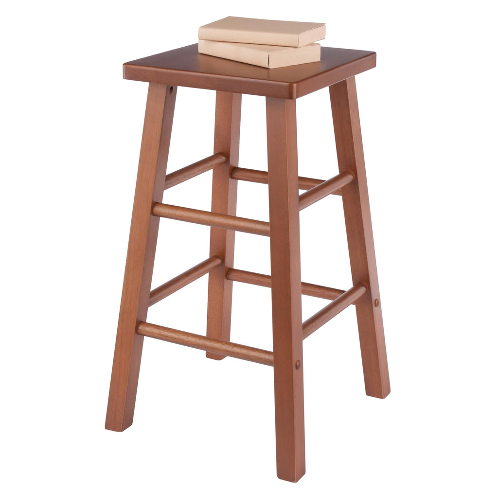 Winsome Carrick Counter Stool, 24In Height, Solid Wood, Teak Finish