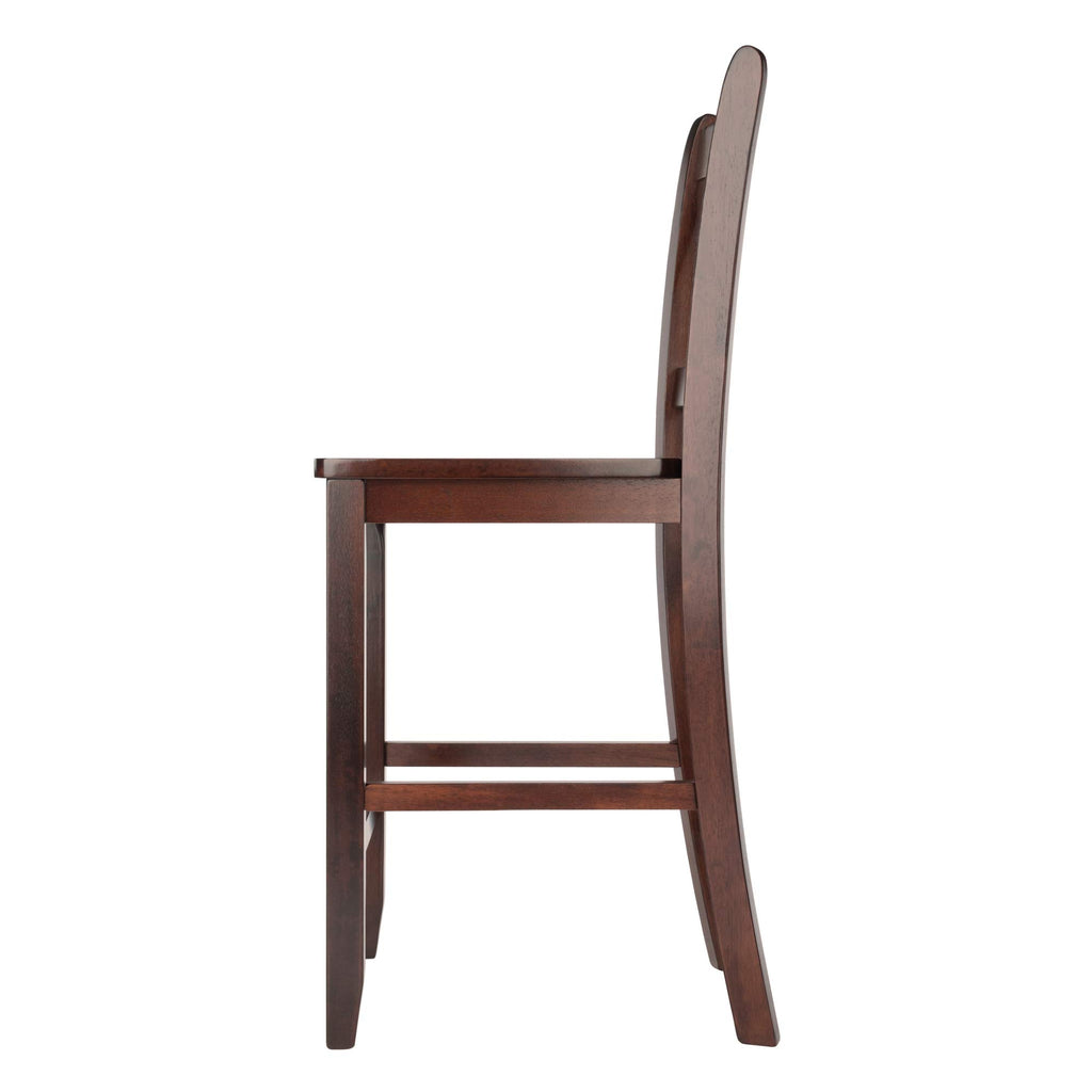 Winsome Wood Victor 2-Piece V-Back Counter Stools, 24-Inch, Brown