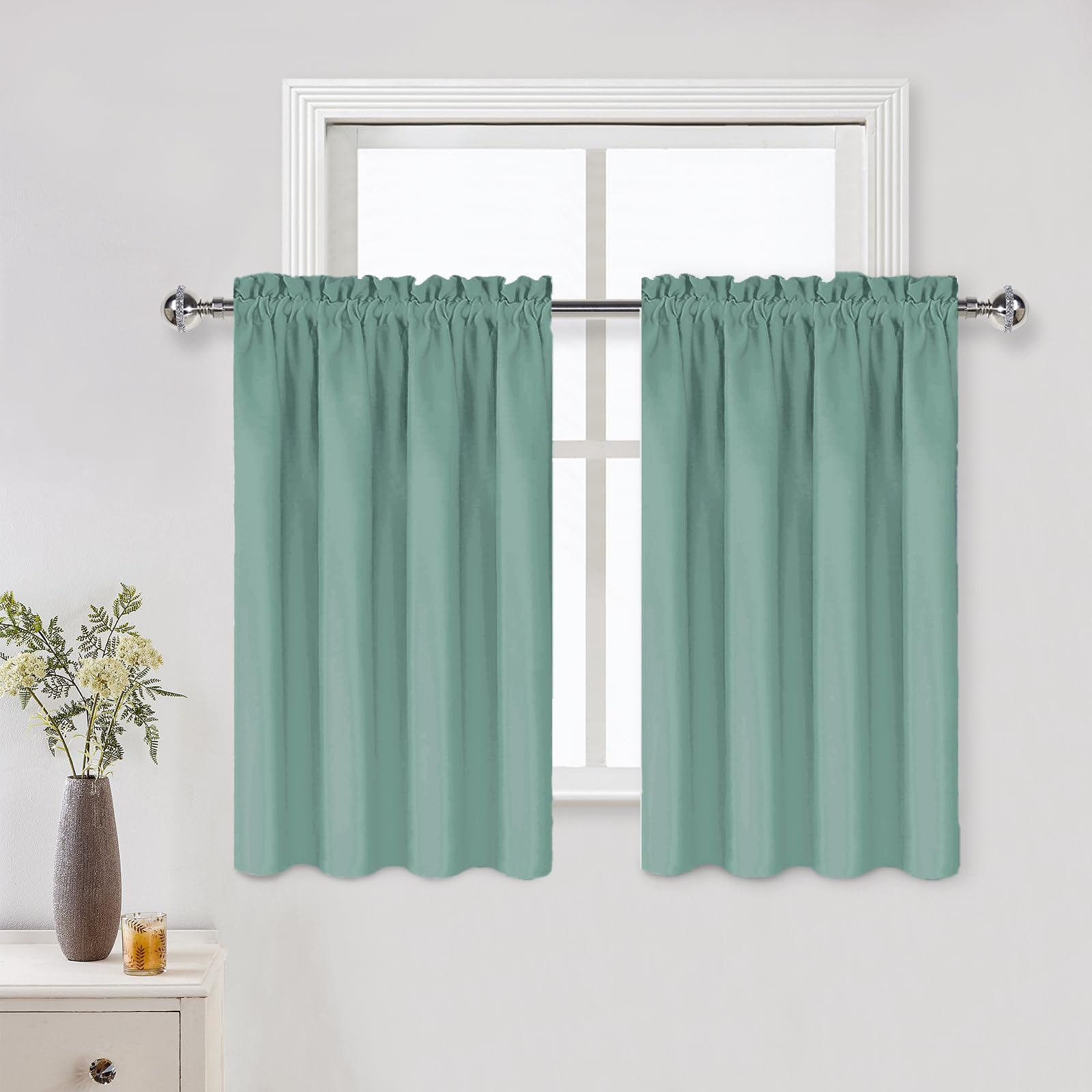 Dwcn Blackout Curtains For Living Room Thermal Insulated, Energy Saving & Noise Reducing Bedroom Curtains, Sage Green, W 42X L 3