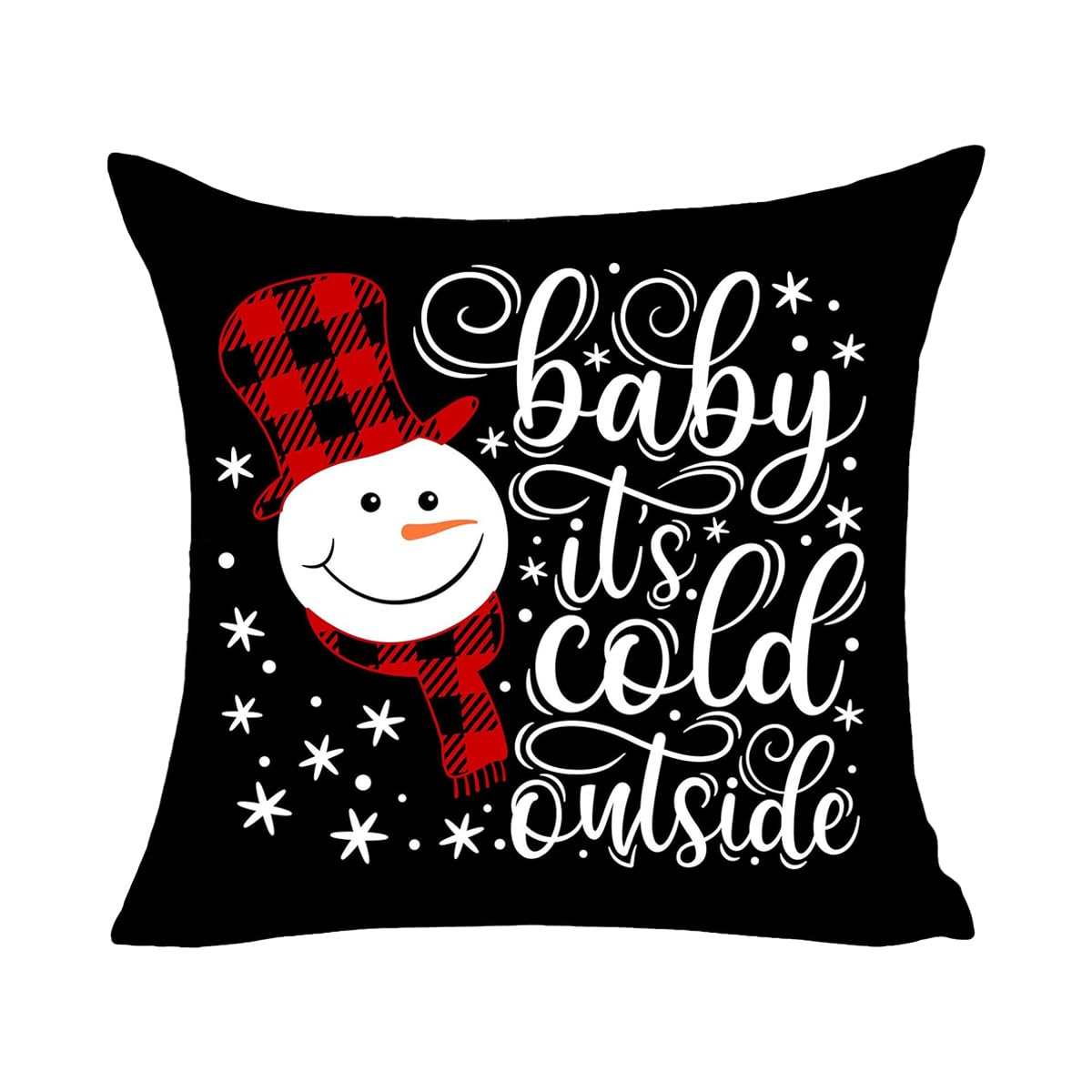 Mfgneh Christmas Pillow Covers 18X18 Inch Baby It'S Cold Outside Winter Buffalo Checkers Plaid Snowman Christmas Decorations Cot