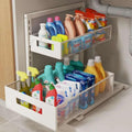 Maximize UnderSink Space: 2Tier Adjustable Height PullOut Organizer For Kitchen & Bathroom Cabinets