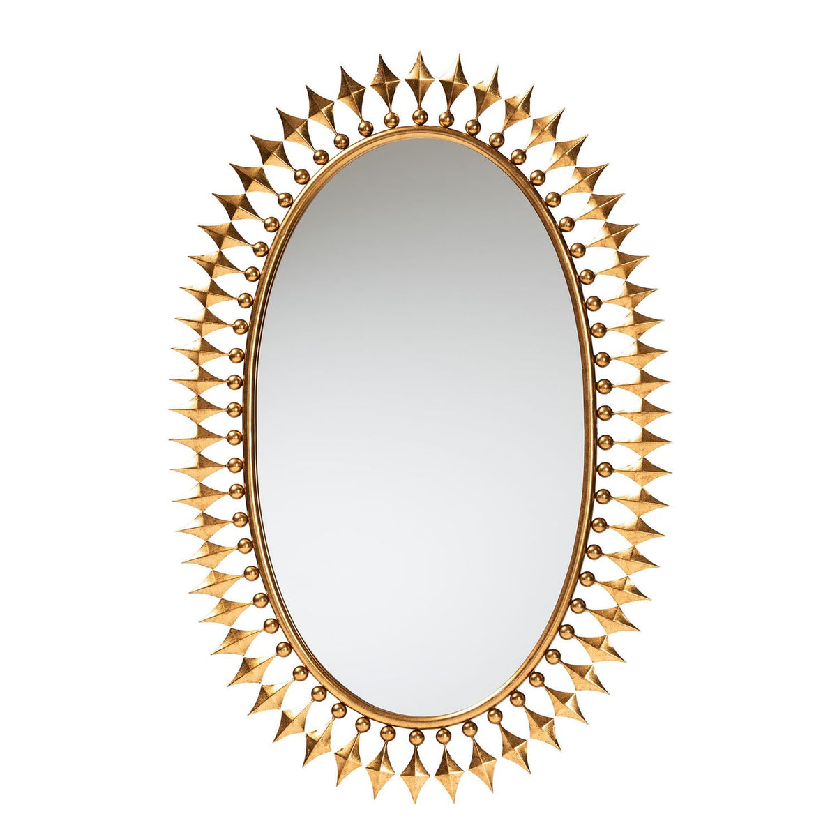 Baxton Studio Rogier Modern Glam And Luxe Antique Goldleaf Metal Accent Wall Mirror