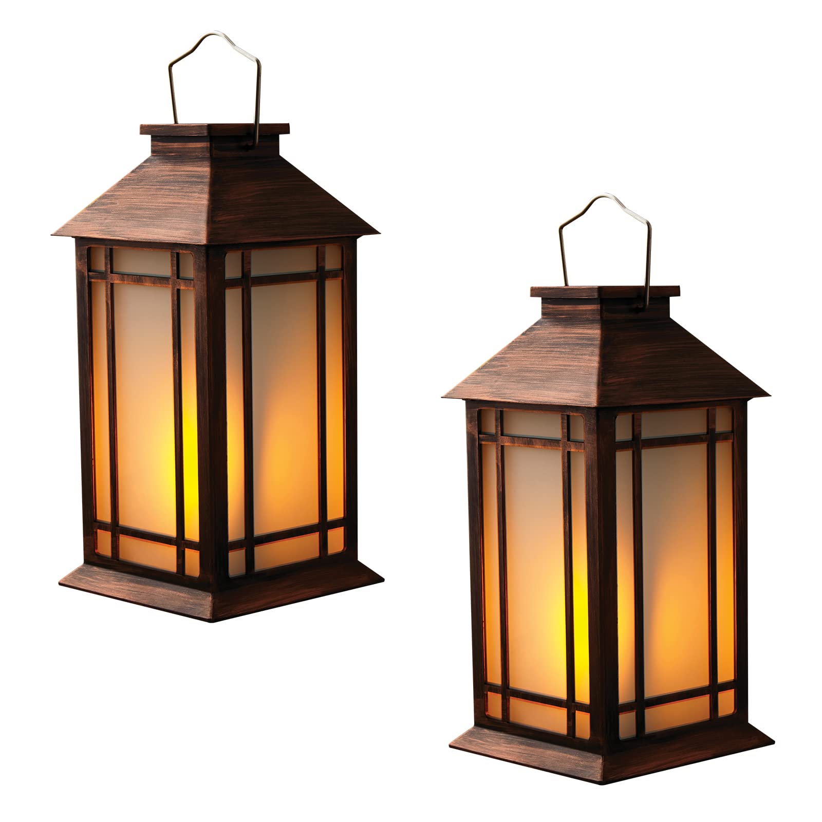 2-Pack 13 Vintage Candle Lantern with Led Flameless Candle (6hr Timer) - IP65 Waterproof Battery Powered Candle Lantern - Outdoo