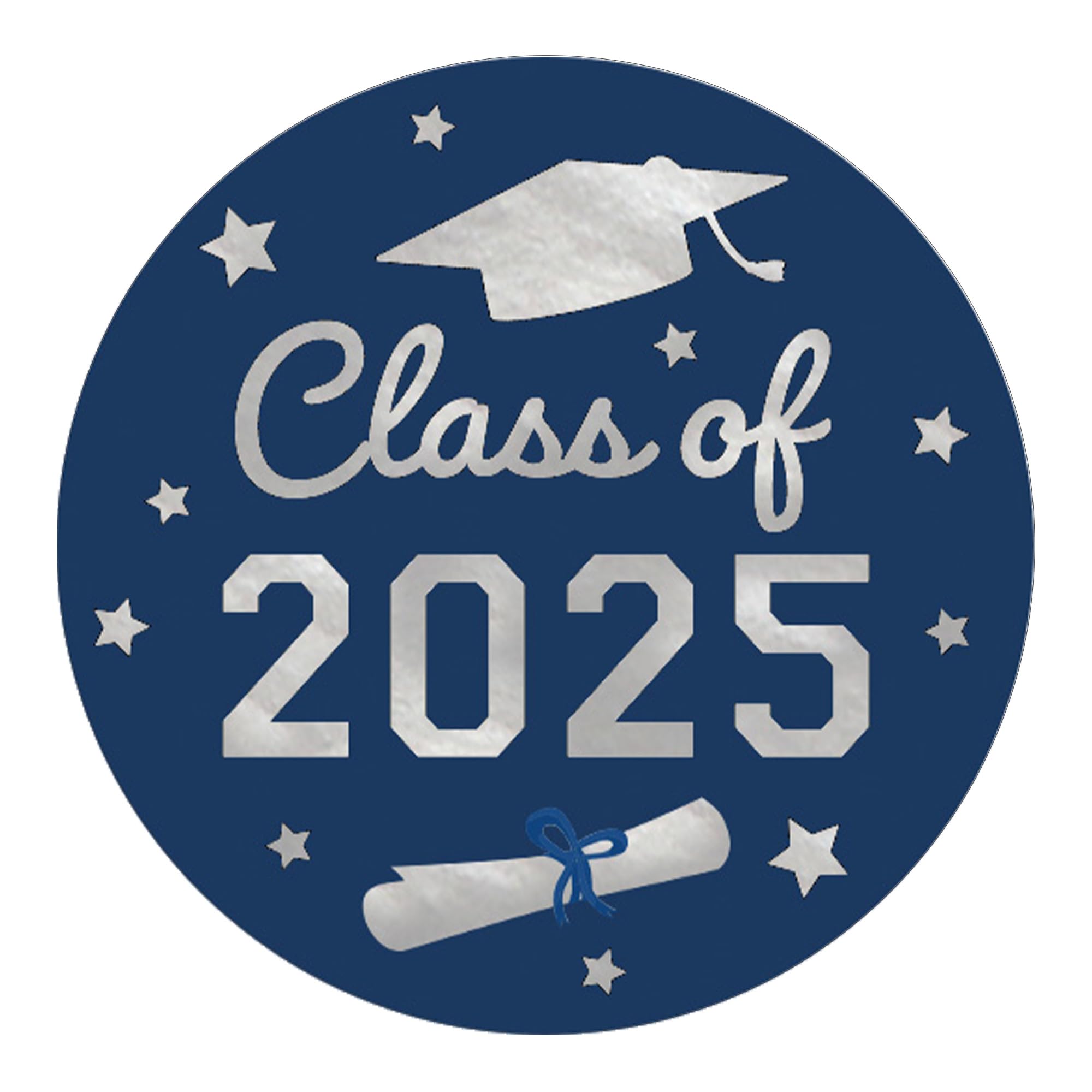 Blue And Silver Graduation Party Favors Stickers, Class Of 2025 Graduation Envelope Seals, Candy Stickers - 40 Count