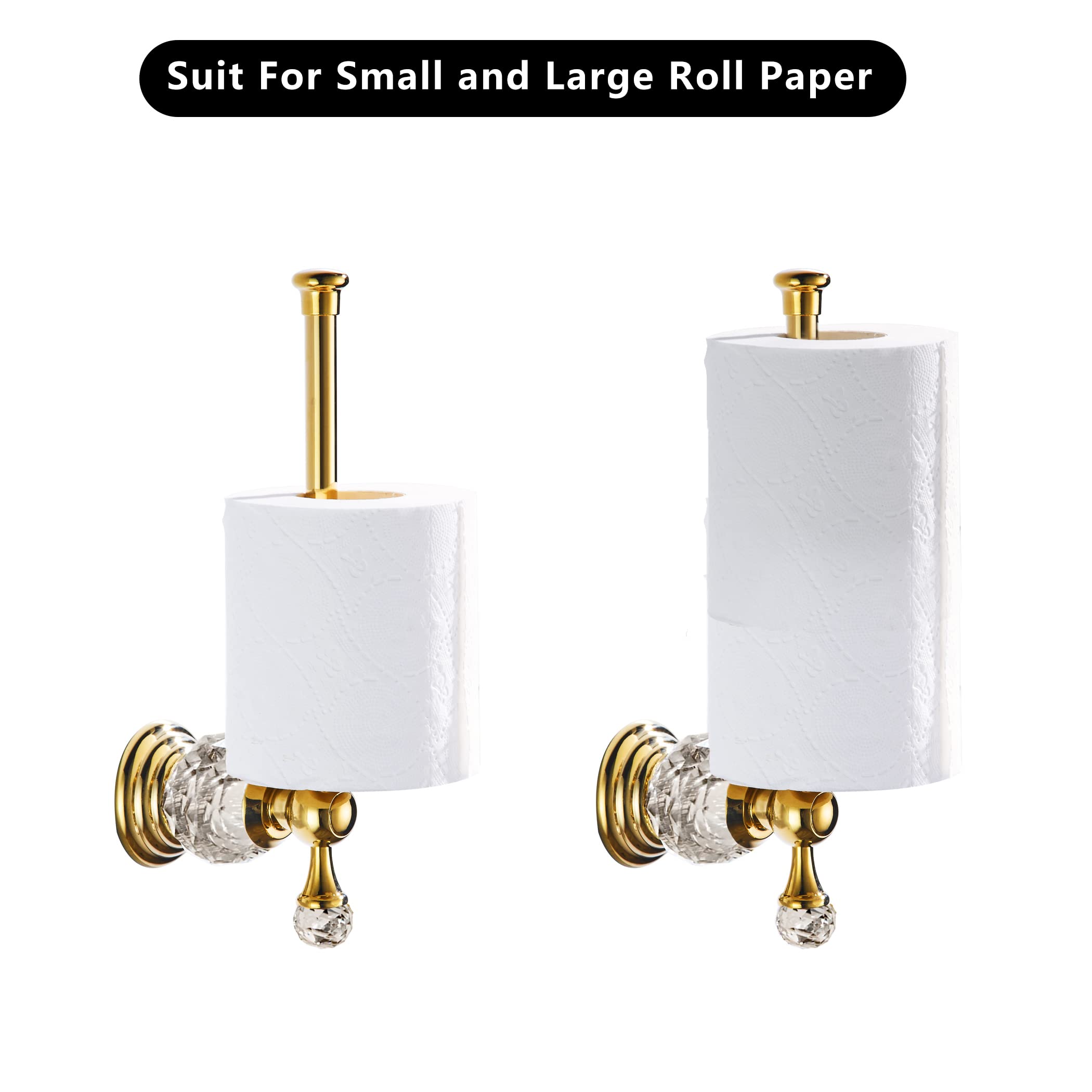 Bathsir Crystal Toilet Paper Holder, Gold Toilet Roll Holder Modern Bathroom Accessories Zinc Alloy Tissue Hanger Wall Mounted