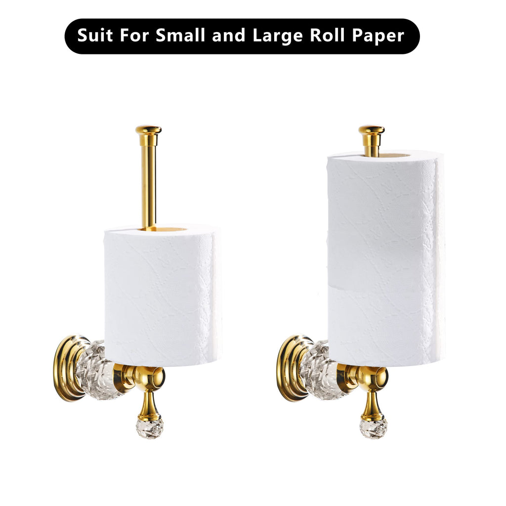 BATHSIR Crystal Toilet Paper Holder Gold Zinc Alloy Wall Mounted Bathroom Accessory