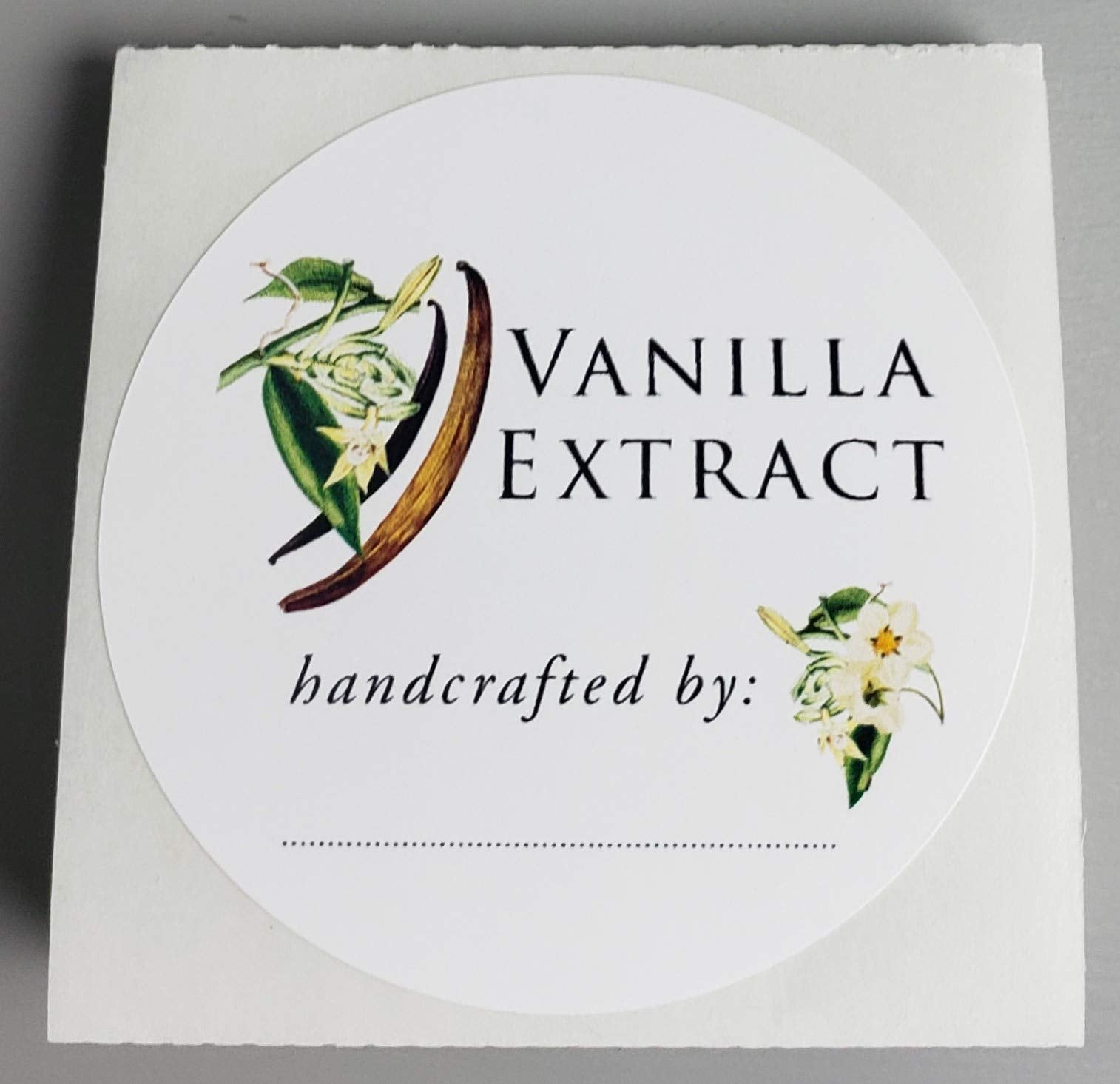 Vanilla Extract Labels (Botanical Design) - 2' Round Circle - 12 / Pkg