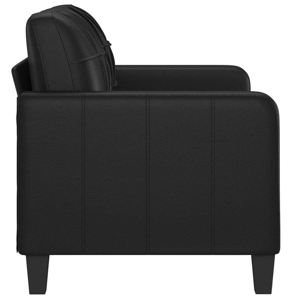 vidaXL 2-Seater Sofa - Black Faux Leather with Sturdy Metal Frame - Comfortable Seating with Wide Seats, Armrests, and Back Pillows - Sleek and Simple Design - Ideal for Living Room/Office