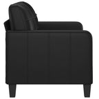 vidaXL 2-Seater Sofa - Black Faux Leather with Sturdy Metal Frame - Comfortable Seating with Wide Seats, Armrests, and Back Pillows - Sleek and Simple Design - Ideal for Living Room/Office
