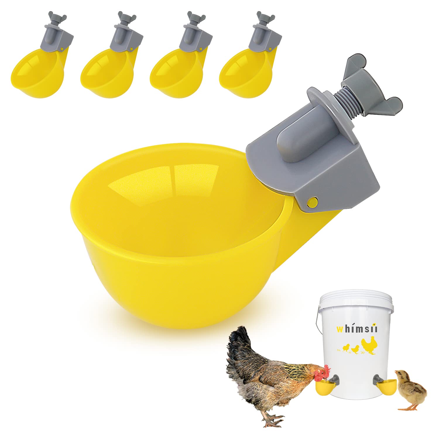 (5 Cups) Chicken Water Cups Feeder, Automatic Chicken Waterer, Anti-Leak System, Holds 50% More Water, Suitable For Chicks, Chic