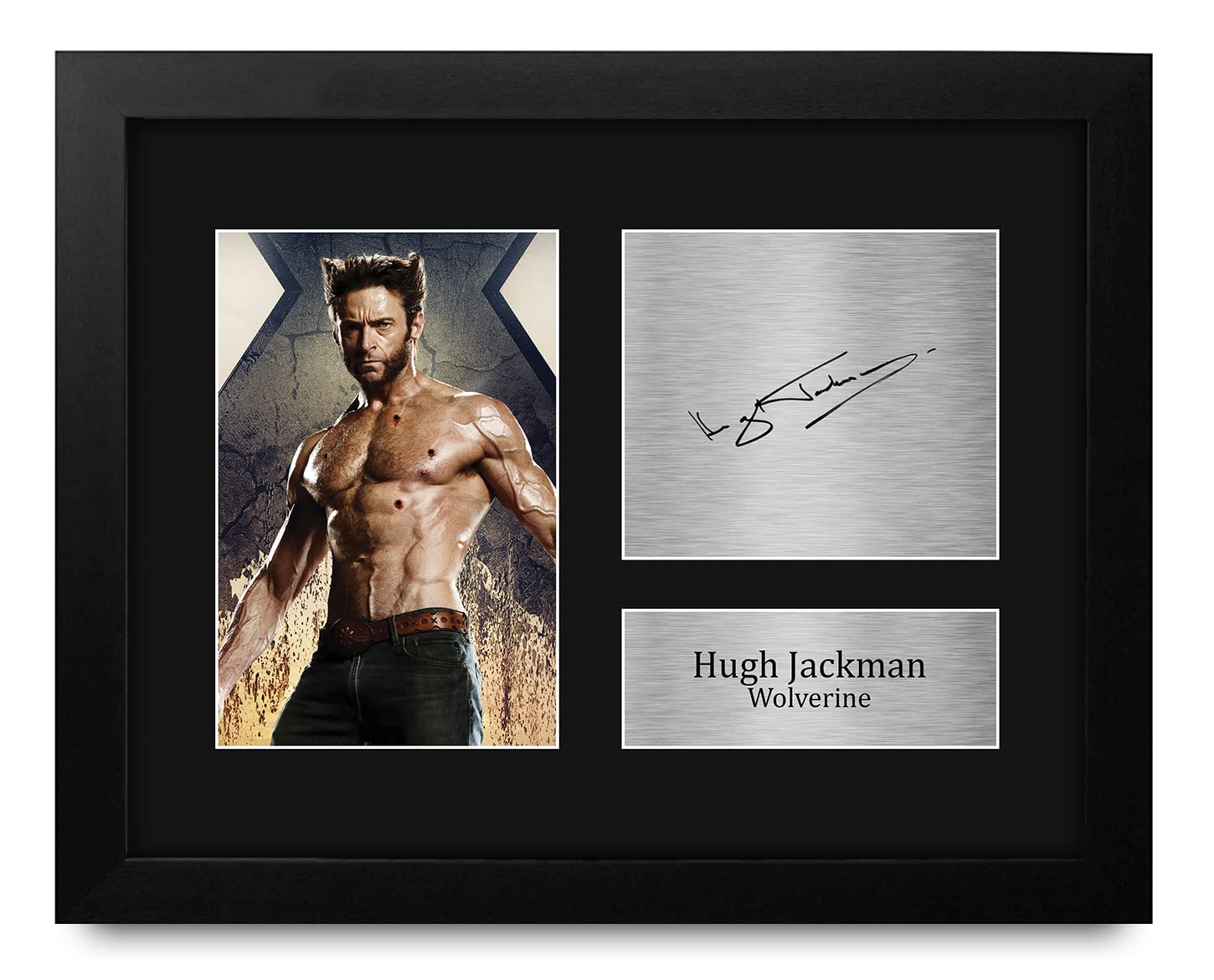 HWC Trading Hugh Jackman USL Framed Signed Printed Autograph Wolverine X-Men Print Photo Picture Display - US Letter Size