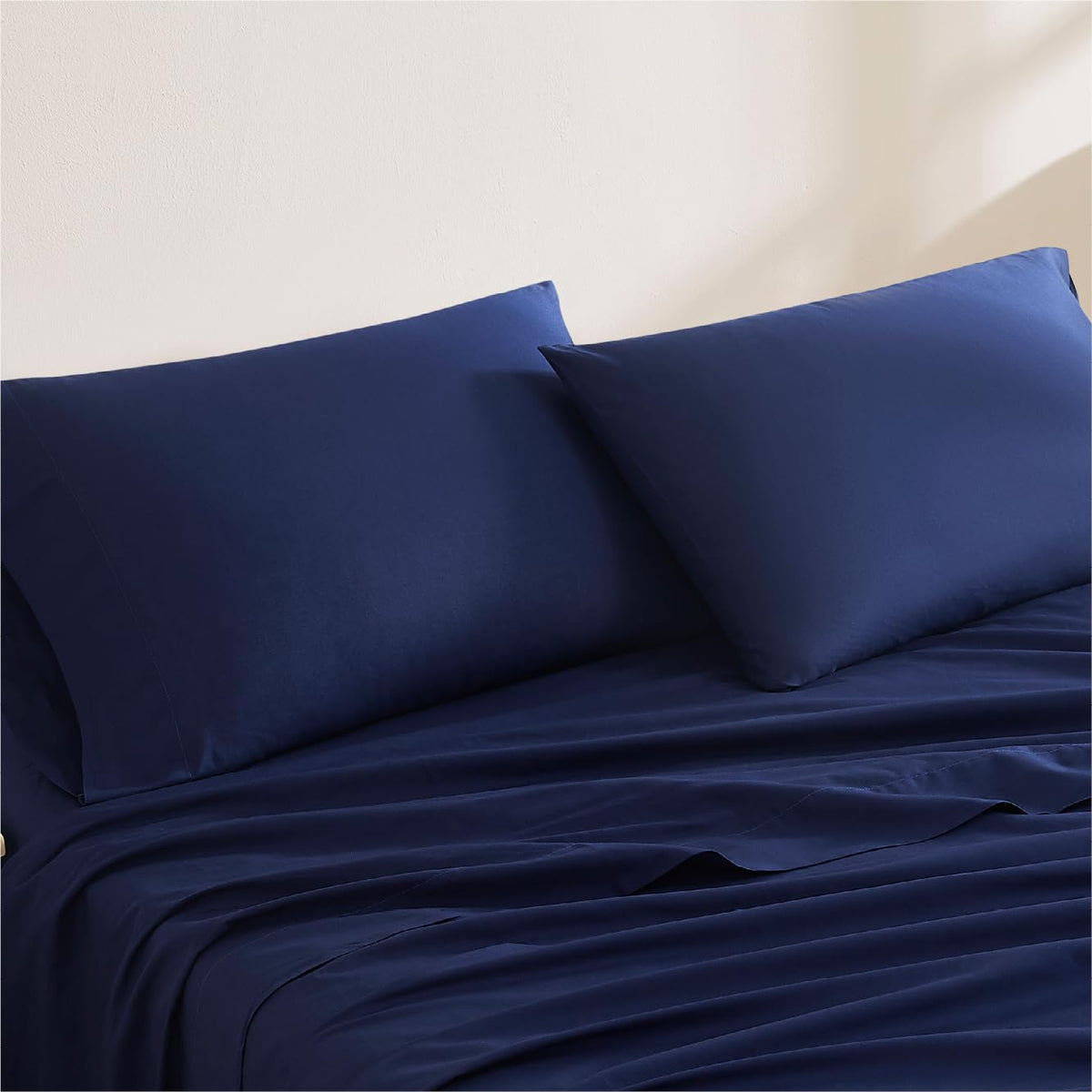 Linen Closet Luxury Cotton 144 Thread Count Organic Cotton King Pillowcases, Set Of 2, Navy