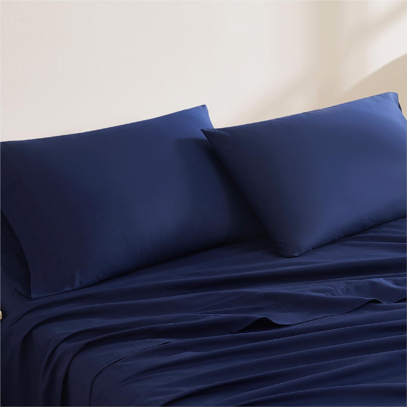 Linen Closet Luxury Cotton 144 Thread Count Organic Cotton King Pillowcases, Set Of 2, Navy