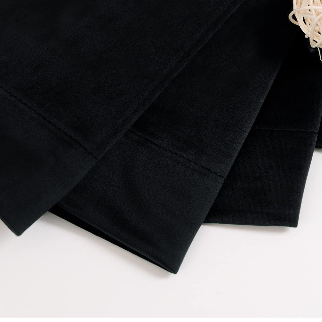 Bgment Halloween Black Velvet Blackout Curtains For Living Room, 84 Inches Long Thermal Insulated Curtains Noise Reduce Back Tab