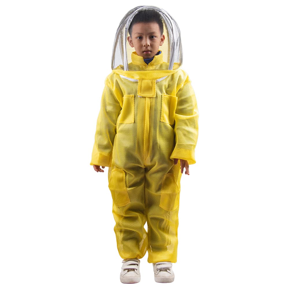 Kids Children 120Cm-150Cm Full Body Bee Protective Suit With Ventilated Fencing Veil Beekeeper Costume Suit