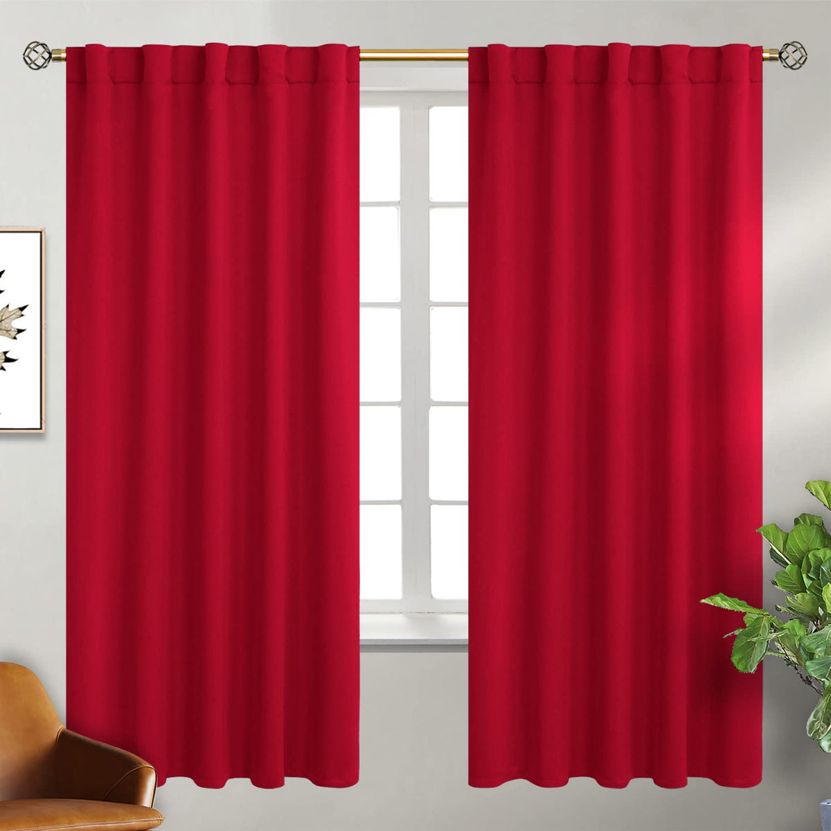 Bgment Blackout Curtains For Bedroom - 63 Inch Rod Pocket And Back Tab Thermal Insulated Room Darkening Curtains For Living Room