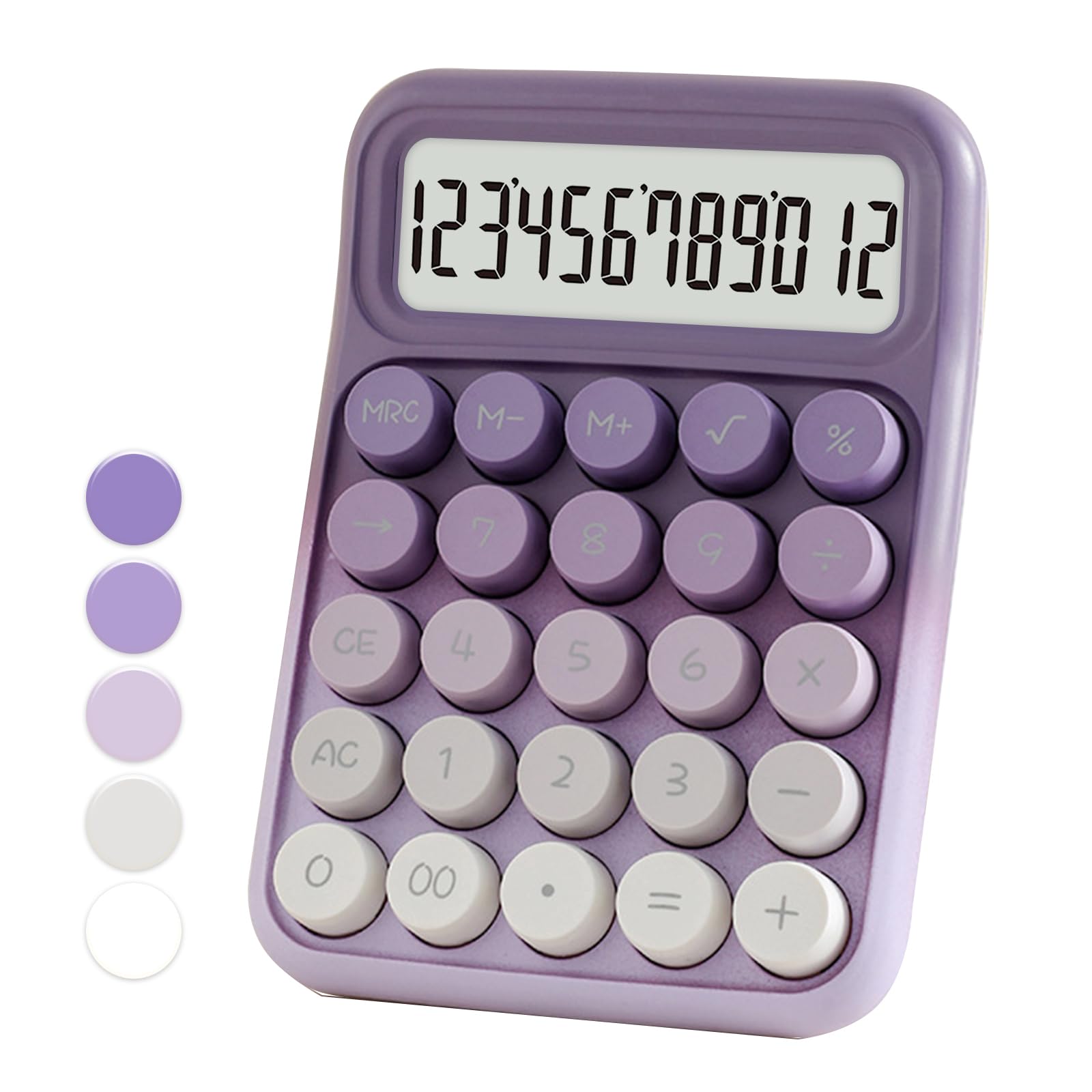 Upiho Standard Calculator - Gradient Purple With 12 Digit Display And Big Buttons, Cute Office And School Accessory