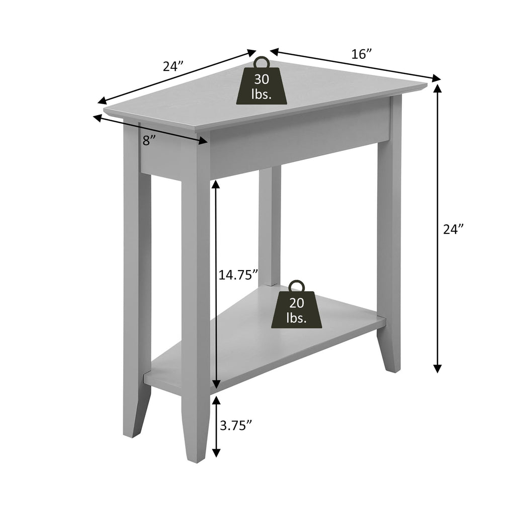 Convenience Concepts American Heritage Wedge End Table 24' - Classic Living Room Table With Storage Shelf, Side Table For Family Room, Bedside Table, Black
