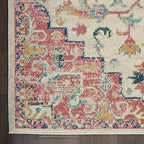 HomeRoots Ivory/Pink 100% Polypropylene 5’ x 7’ Ivory and Pink Medallion Area Rug