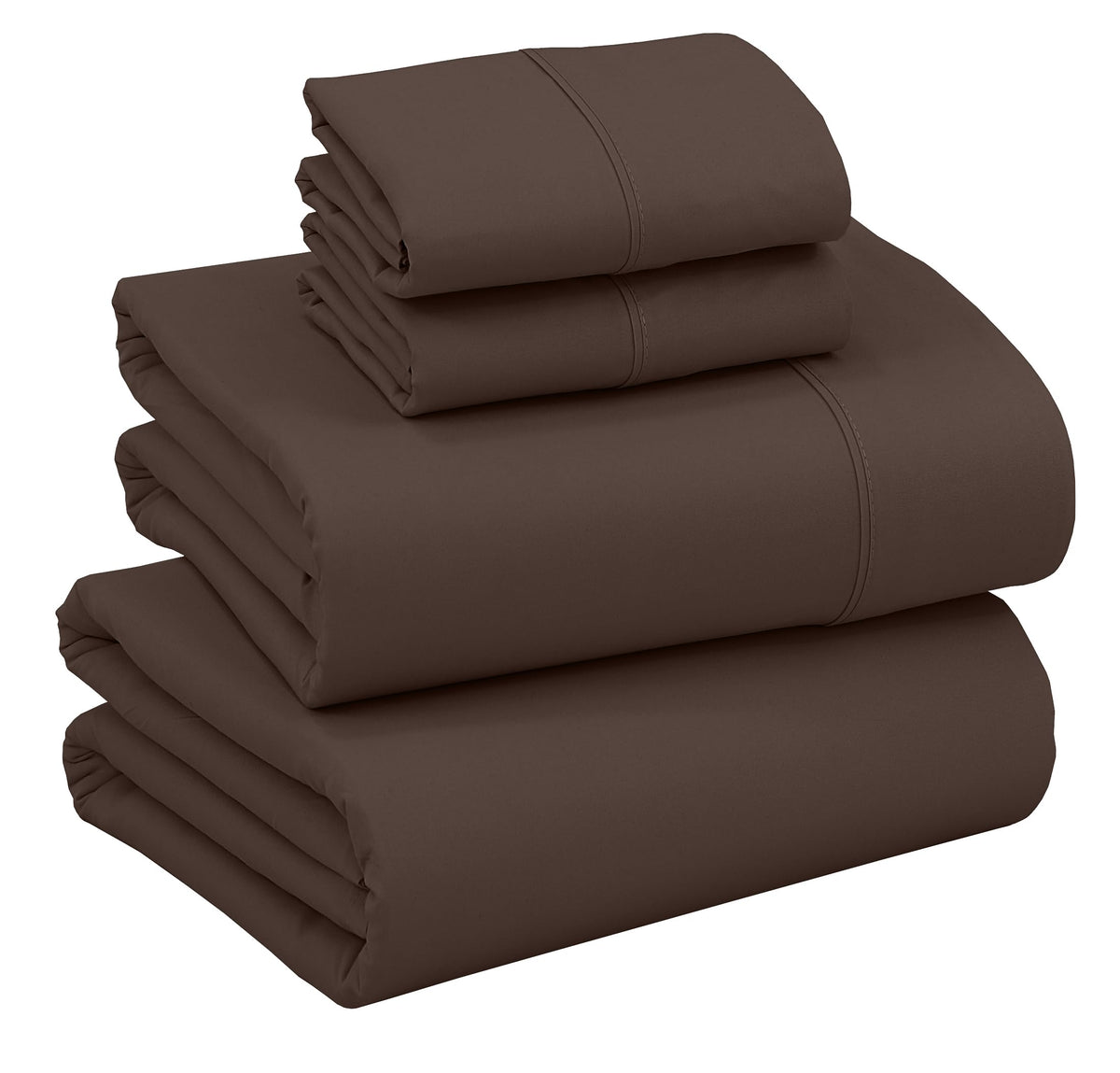 Ruvanti California King Sheets Set, Brushed Microfiber Sheets 4 Pieces (1 Fitted Sheet, 1 Flat Sheet, 2 Pillowcases), With 15-Inch Deep Pockets, Lightweight & Compfy Premium Hotel Bedding, Brown