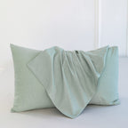 Moomee Bedding Pillowcases Pack Of 2 100% Washed Cotton Linen Like Textured Breathable Durable Soft Comfy (Sage Green, Standard)