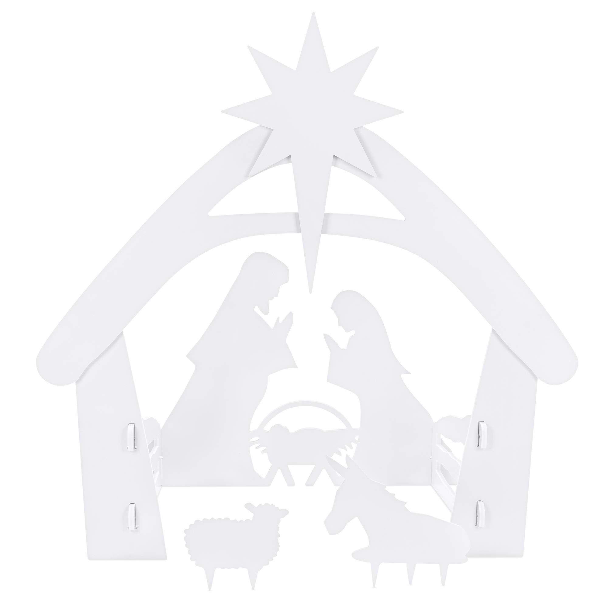 Best Choice Products 4Ft Outdoor Nativity Scene, Weather-Resistant Decor, Christmas Holy Family Yard Decoration, Water-Resistant Pvc - White
