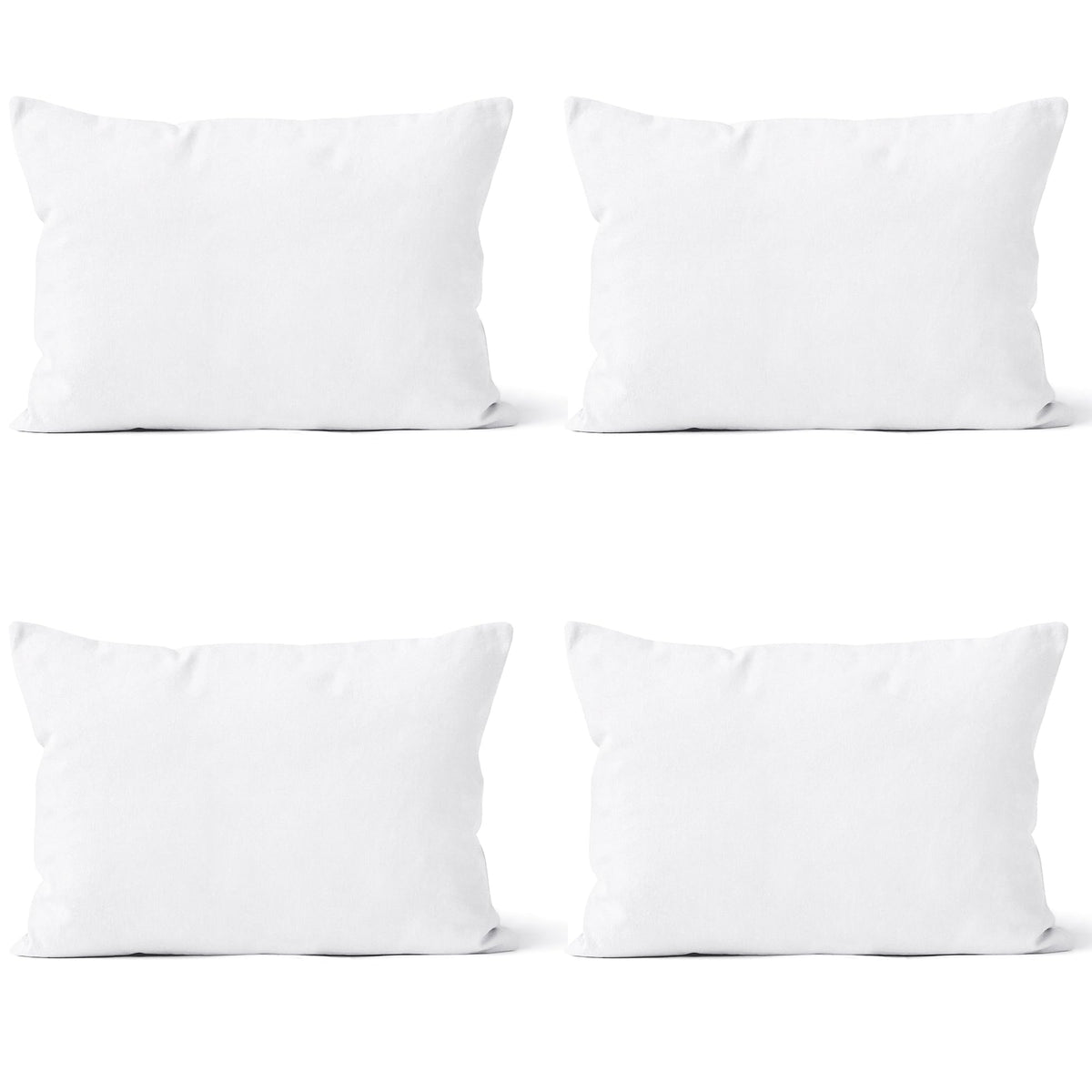 Encasa Homes Throw Pillow Covers Only (No Insert) (12X20) - Sublimation Blank White 4 Pc Pack With Invisible Zipper -Polyester T