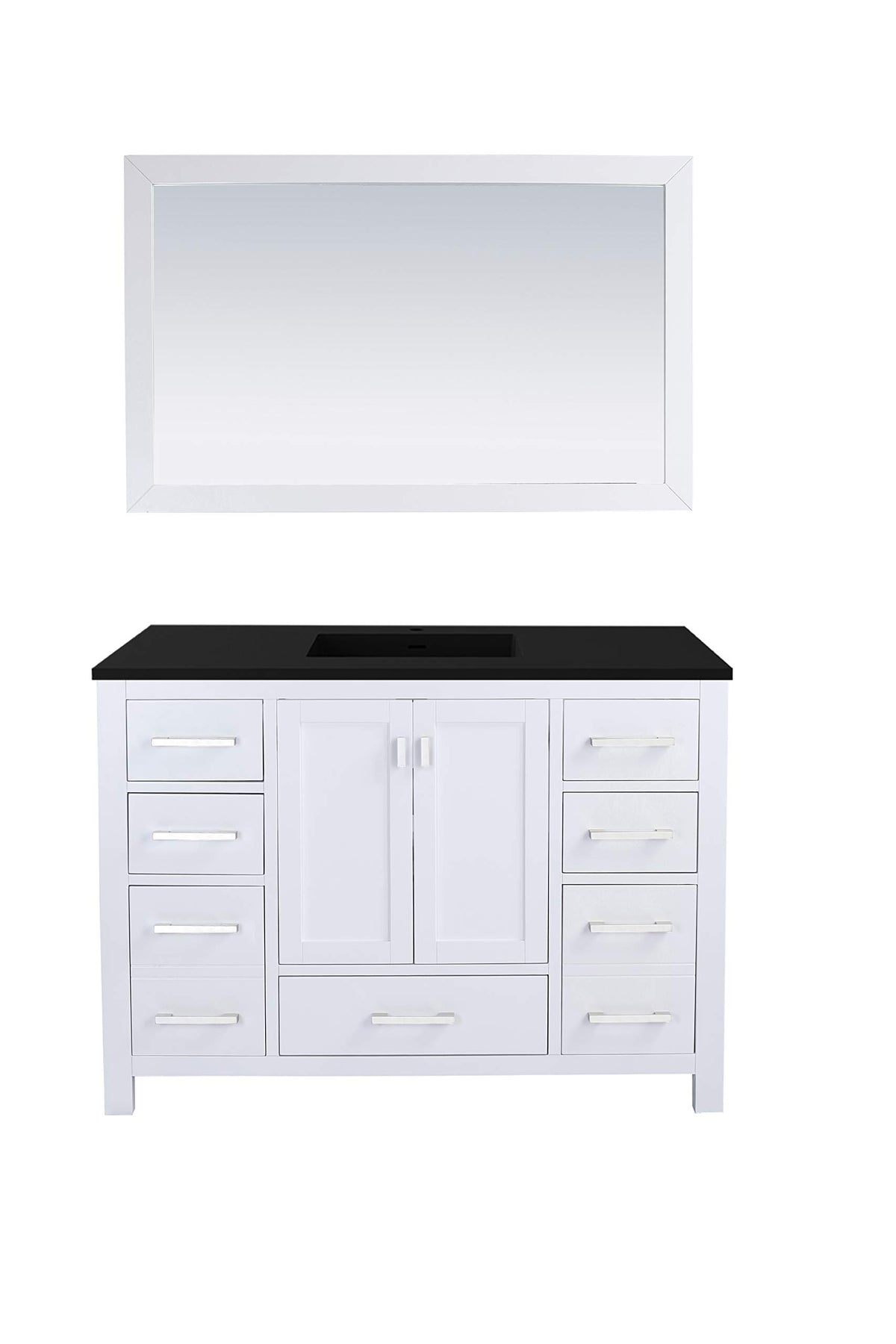 Laviva Wilson 48 - White Cabinet Matte Black Viva Stone Solid Surface Countertop