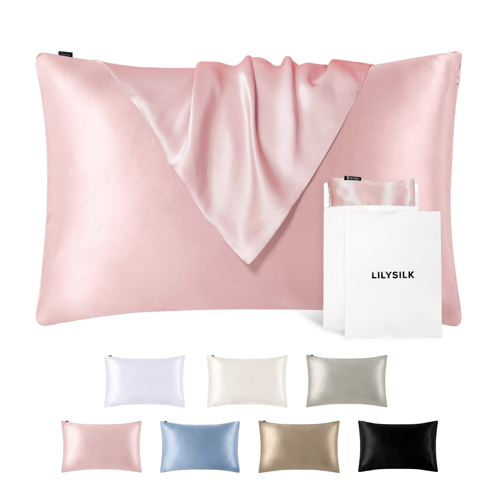 Lilysilk Silk Pillowcase For Hair And Skin King-100% Mulberry Silk 19 Momme Both Sides Silk Bed Pillow Cover With Hidden Zipper,