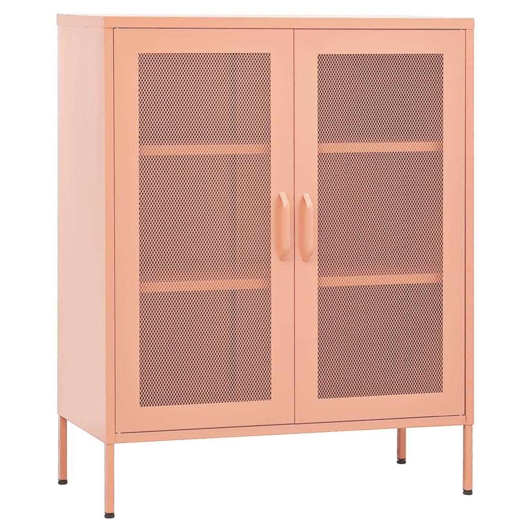 vidaXL Industrial Steel Storage Cabinet with Adjustable Shelves, Mesh Doors, Levellers, Pink, 31.5&quot;x13.8&quot;x40&quot;