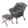 Welnow Lazy Chair with Ottoman, Modern Lounge Accent Chair with Armrests and a Side Pocket, Leisure Upholstered Sofa Chair Readi