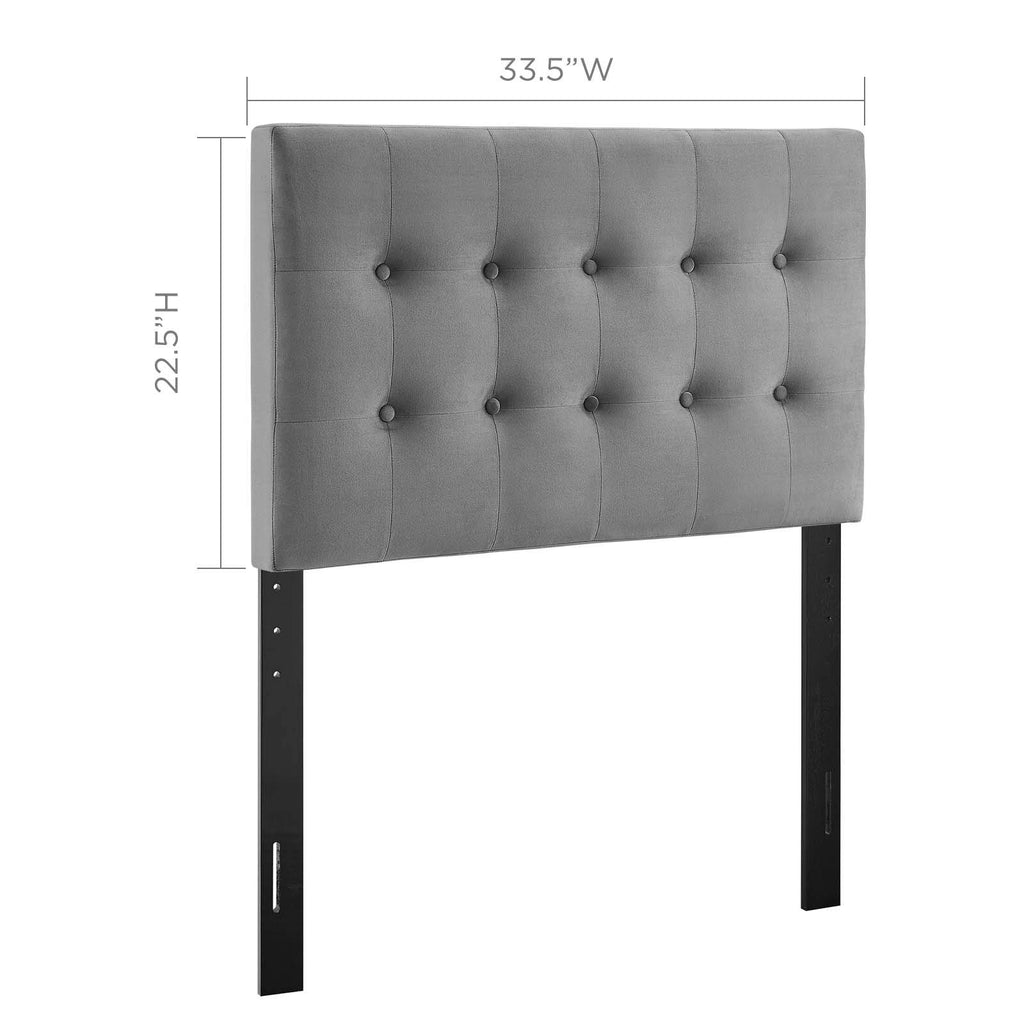 Modway Emily Twin Biscuit Tufted Performance Velvet Headboard, Gray